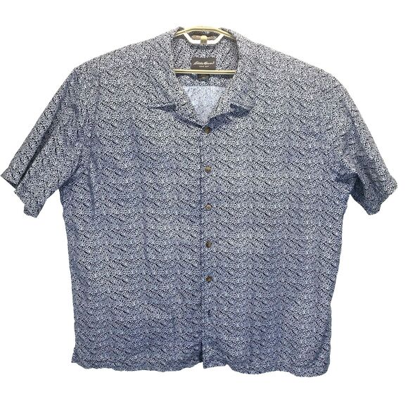 Eddie Bauer Men's XXL Tribal Camp Shirt Button Up Weathered Linen Blue Vacation - Picture 6 of 11